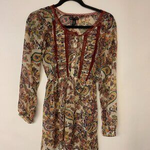 Teen Vogue for M stylelab Dress Size XS Mini Sheer Boho Dark Cottagecore Paisley